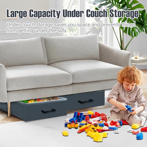 Under Couch Storage, 2 Pack Under Bed Containers, Foldable Under Sofa Storage keeps things out, Under Couch Storage Box for Toys, Blocks, Puzzles, Plush Dolls, Books (23.62 * 15.75 * 5.51in) - size: 23.62*15.75*5.51in