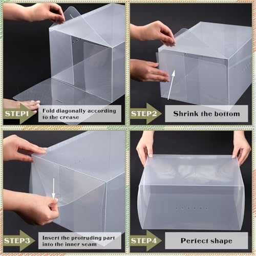 Sintuff 20 Pcs Clear Shoe Boxes Plastic Stackable Clear Shoe Storage Boxes for Women Men Ankle Boots High Heels Rooms Closet(13.8 x 9.8 x 7.1 Inches) - size: 13.8 x 9.8 x 7.1 Inches