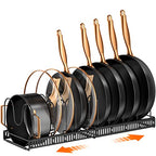 MUDEELA Pots and Pans Organizer Rack for under Cabinet, Expandable 11.81''-22.85'' Pot Lid Kitchen Cabinet Organizer Holder with 10 Adjustable Compartment Cutting Board Organizer for Pan Lid, Bakeware - style: 10 Dividers-Black