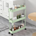 SPACELEAD Slim Storage Cart 3 Tier,Bathroom Organizer Rolling Utility,Mobile Shelving Unit Slide Out for Office, Kitchen, Laundry Room & Narrow Places，Green - color: Green