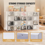 20-Pack Stackable Clear Shoe Storage Boxes, Foldable Shoe Organizer with Flip Doors & Heart Handles, Space-Saving Shoe Box Storage for Closet, Easy Access, Fits Up to US Size 10/9