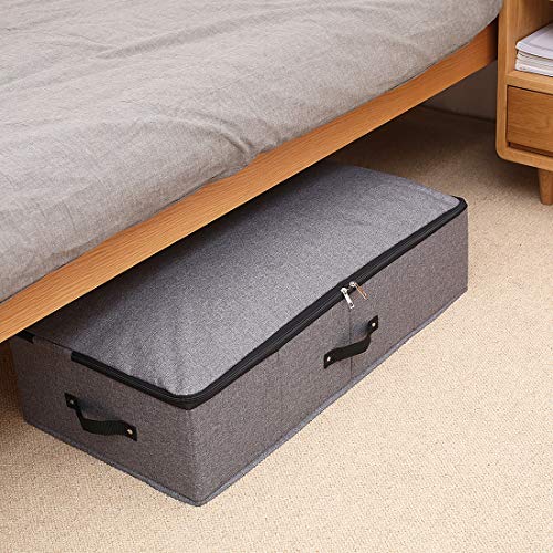 AMJ Large Under Bed Storage Containers, 3 Pack Closet Organizers Bins, Foldable Closet Organizers Storage for Blankets, Towels, Comforter, Sweaters, Linen Sheets, Wrapping Paper (Black Grey) - color: Black Gray, 3PCS
