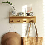 Entrance Coat Rack ，Coat Hooks, Wall-Mounted Wooden Hook Rack, Wall-Mounted Shelves(Oak Colored Finish—A-1) - style: Oak colored finish—A-1