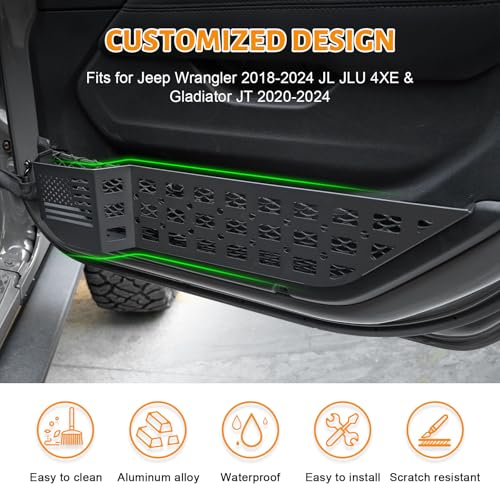MAIKER Metal Front Door Storage Box, Door Side Insert Organizer Box Pockets for Replace Sagging Nets Compatible with 2018-2024 Jeep Wrangler JL JLU 4XE & 2020-2024 Gladiator JT(Black) - size: JL/JT Front