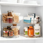2 Tier Lazy Susan Turntable Organizer for Cabinet, 9.25'' Rotating Spice Rack Organization for Kitchen, Pantry, Bathroom, Vanity, Countertop, Medicine Storage, Seasoning Spice Organizer, 2 Pack - size: 2 PACK Clear