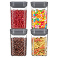 MR.SIGA 4 Pack Airtight Food Storage Container Set, BPA Free Kitchen Pantry Organization Canisters with One-handed Leak Proof Lids, 1L / 33.8oz, Medium, Gray - color: Gray