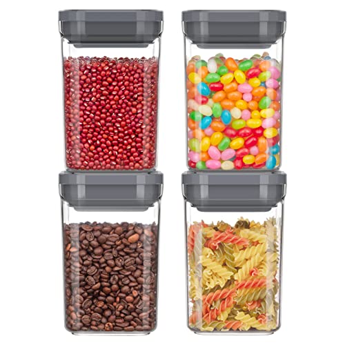 MR.SIGA 4 Pack Airtight Food Storage Container Set, BPA Free Kitchen Pantry Organization Canisters with One-handed Leak Proof Lids, 1L / 33.8oz, Medium, Gray - color: Gray