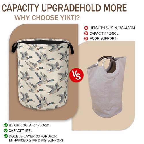 Vintage Mallard Duck Laundry Basket,Rustic Farmhouse Clothes Hamper,Oxford Cloth Collapsible Nursery Hamper Storage Organization for Bedroom,Bathroom,Office,College Dorms,16x20 Inch - color: Vintage Mallard Duck