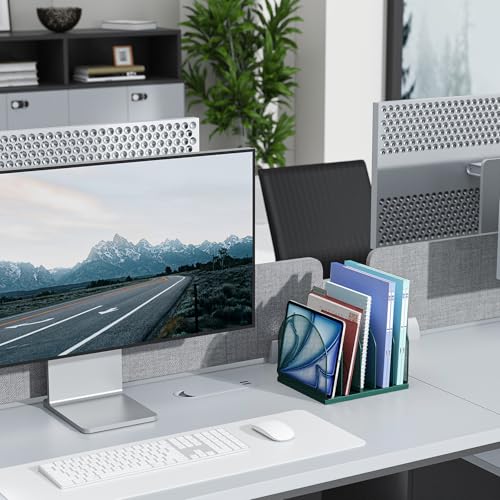 gianotter Desktop File Organizer, Desk Organizer with 5 Compartments, Paper Organizer for Desk, Workspace Organizers for Office Supplies (Green, Upright Style) - color: Green, size: Upright Style