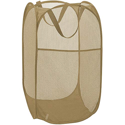 Mesh Popup Laundry Hamper, Foldable Laundry Basket Clothes Hamper for Home, Apartment, College Dorm or Travel, Collapsible for Storage, Beige - color: Beige