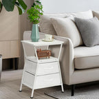 Side Tables for Bedroom Nightstand with 2 Cloth Drawer Bedside Table with Storage End Tables Living Room Sofa Couch - color: White