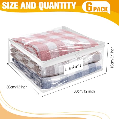 Kikerike Plastic Storage Bags with Easy-Glide Zipper, Pack of 6, Durable Clear Vinyl Zippered Storage Bags for Clothes Sweaters Comforters Blankets Sheets Bedding (12 x 12 x 3.9 Inch, White) - color: White, size: 12 x 12 x 3.9 Inch - 6 Pack