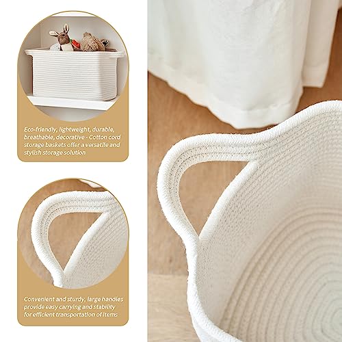 R RUNKA Cotton Rope Storage Basket 15"x10"x9" – Fabric Storage Bins for Organizing Clothes,Toys,Blankets – Durable Woven Storage Basket for Closet, Shelf & Living Room