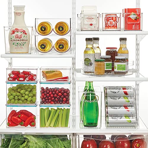 mDesign Plastic Tall Food Storage Organization Container Bin with Handles for Kitchen, Pantry, Cabinet, Fridge/Freezer, Countertop - Organizer for Snacks/Appliances, Ligne Collection, 8 Pack, Clear - size: 10 x 5 x 8 (Pack of 8)