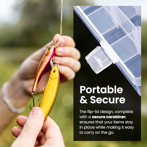 Budreu 8pack 36 Grids Plastic Clear Organizer Box bead Storage Containers with Adjustable Dividers for Craft Jewelry Fishing Tackles Parts Storage with 8 Sheets Label Stickers - color: 8