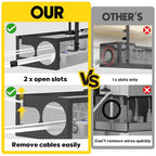 Under Desk Cable Management Tray No Drill 15.1’’, Metal Mesh Cable Management Box with Hybrid Side Slots Cable Raceway,Adjustable Cable Tray with Wire Management for Office Home,1 Pack (Black) - color: Black