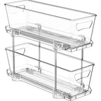 Simple Houseware 2-Tier Narrow Basket Drawer Cabinet Pull-Out Organizer, Clear