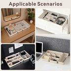 16-Piece Felt Drawer Organizer Set in 4-Sizes, Made from Eco-Friendly Material for Vanity, Makeup, Desk, Office, Kitchen, and Nightstand, Oatmeal - size: 16