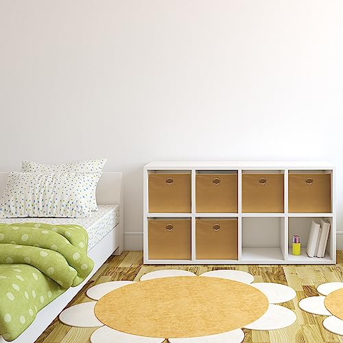 SIMPLE HOUSEWARE Foldable Cube Storage Bins with Handles, 11-Inch, Tan, 6-Pack, Fabric Cubes Organizer for Closet or Shelves - color: Tan