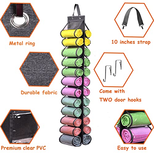 Legging Storage Bag Storage Hanger Can Holds 24 Leggings or Shirts Jeans Compartment Storage Hanger, Foldable Leggings Organizer Clothes Portable Closets Roll Holder (Grey-2) - color: Grey-2