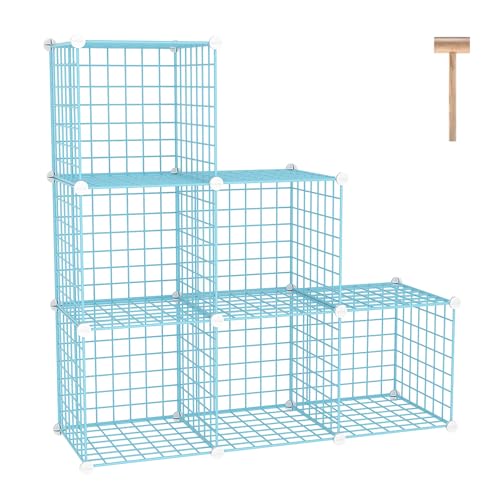 C&AHOME Wire Cube Storage, 6 - Cube Organizer Metal C Grids, Modular Shelves Units, Closet Organizer, Ideal for Home, Office, Living Room, 36.6”L x 12.4”W 36.6”H, Blue UWCS3006B - color: Blue, size: 6 Cube