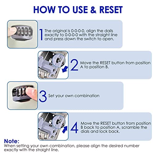 Key Lock Box, Waterproof Combination Lockbox Wall Mount 4 Digits, Resettable Key Hider, Upgraded Large Capacity Password Box for House Keys, Car Keys, ID Cards with Mounting Kit - size: 1 Pack
