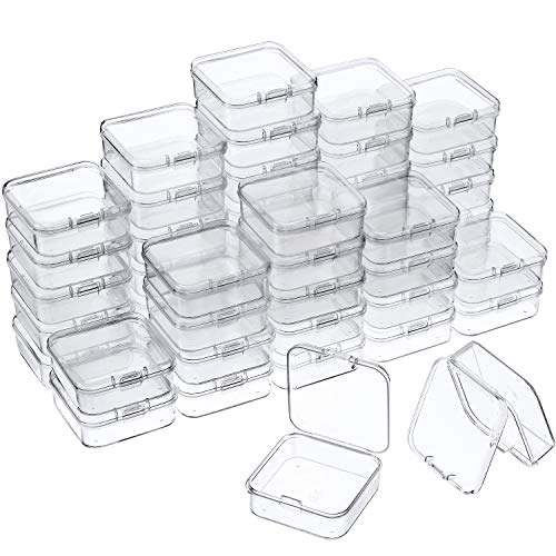48 Packs Clear Small Plastic Containers Transparent Storage Box with Hinged Lid for Small Items Crafts Jewelry (2.12 x 2.12 x 0.79 Inches) - size: 2.12 x 2.12 x 0.79 in