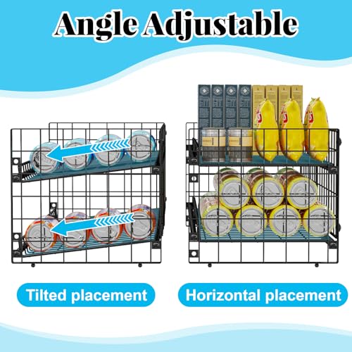 2-Pack Stackable Can Organizer for Pantry Shelf, Adjustable Extra-Long Rolling Can Rack for Kitchen Cupboard Storage, Sturdy Standing Can Holder for Canned Food Goods Soda up to 128, 2 Tier, Black - style: Length（29.72''）-2 Pack