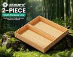 Bamboo Kitchen Drawer Organizer Boxes – 12" x 6" Stackable Wood Silverware Utensil Tray for Drawers Bins, Cutlery & Flatware Storage – Wooden Organizers Set of 2 for Junk Drawer, Bathroom, RV - size: 12" x 6" x 2"