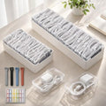 KUGUA 2 Pack Cable Organizer Box Set with 7 and 11 Clear Cases for Charging Cables, Chargers, Earphones and Small Accessories, Includes Cable Ties and Labels for Home, Desk and Drawer