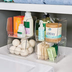 iDesign Linus Stacking Organizer Bins for Kitchen, Pantry, Office, Bathroom, Extra Large-Clear - size: Large