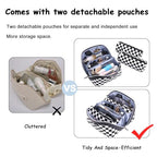 BOYATU Travel Makeup Bag Cosmetic Bags for Women: Large Make up Bags Set of 3 - Portable Makeup Organizer with Compartments&Handle&Divider - Waterproof PU Leather Toiletry Bag(A-5-Checkered Mix Black) - color: A-911-Checkered Mix Black