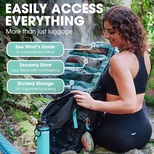 Pack Gear Hanging Suitcase Organizer - Our Large Hanging Luggage Organizer Fits Any Suitcase - Our Packing Cubes For Travel Uses Mesh Windows to Make it Easy to Find your Clothes (Black, L) - color: Black, size: Large (Check-In)