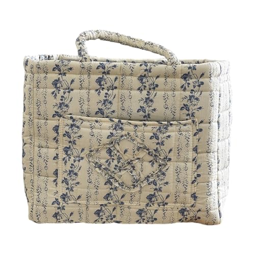 Floral Fabric Storage Basket Car Interior Storage Basket Underwear Sundries Laundry Baskets Supplies Home Organizer Bag (Vine Blue) - color: Vine Blue