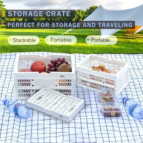20 L Collapsible Shopping Basket, plastic basket, Basket with Handle, M (White) - color: White