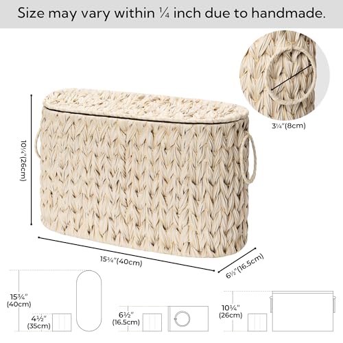 GRANNY SAYS Toilet Paper Storage Basket with Lid, Freestanding Toilet Paper Holder, Bathroom Organizers and Storage, Wicker Basket for Bathroom Storage, Butter Milk - color: Butter Milk, size: 15¾"L x 6½" Wx 10¼"H (with Lid)