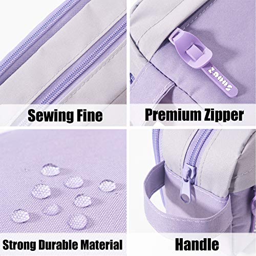 Sooez High Capacity Pencil Case, Big Pencil Bag Pouch Box Organizer Pen Case, Portable Journaling Supplies with Easy Grip Handle & Loop, Asthetic Supply for Girls Adults, Purple - color: Purple