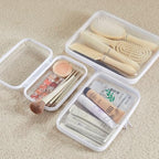 MACOPRO 3PCS Clear Zipper Pouches, Kid's Toy Storage Organizer Bins, Zippered Hard Pouch Double, Portable Makeup and Cosmetic Bag, Hard Plastic Case,Clear Zipper Bags Pencil Case, Christmas Storage - size: 3Pcs-SML