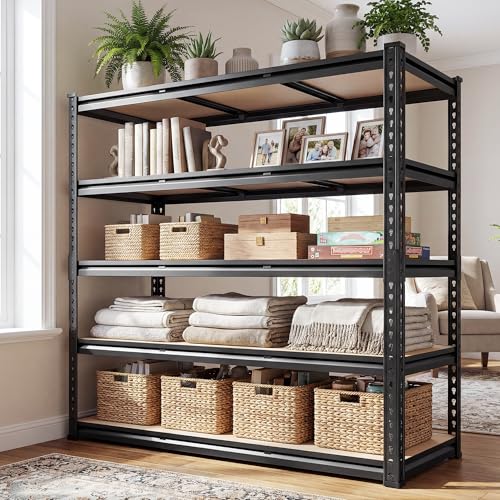 REIBII Garage Shelving 72''H Storage Shelves,Metal Shelving 5 Tier Shelves Adjustable Pantry Shelf for Closet Pantry Basement Kitchen Warehouse 72" H x 40" W x 20" D,2500LBS - size: 20"D x 40"W x 72"H