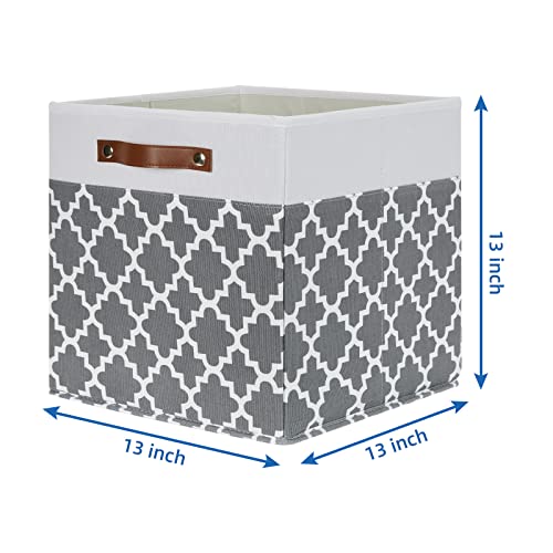 Temary Cube Storage Bins 13x13 - 4 Pack Cube Storage Bins for Shelf with Handles (Grey Lattice) - color: Grey Lattice, size: 13×13×13