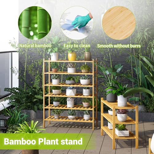 BMOSU 6-Tier Bamboo Shoe Rack Premium Stackable Shoe Shelf Storage Organizer for Hallway Closet Living Room Entryway Organizer (Natural Bamboo) - color: Natural Bamboo, size: 6-Tier（27*11*36.6inches）