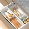 Deep Drawer Organizer Office, Expandable Storage Trays with Adjustable Dividers, 18.11” White Plastic Storage Tray for Office Supplies, Kitchen,Bathroom,Junk & Tool Drawers, Makeup - 2 Pack