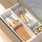 Deep Drawer Organizer Office, Expandable Storage Trays with Adjustable Dividers, 18.11” White Plastic Storage Tray for Office Supplies, Kitchen,Bathroom,Junk & Tool Drawers, Makeup - 2 Pack