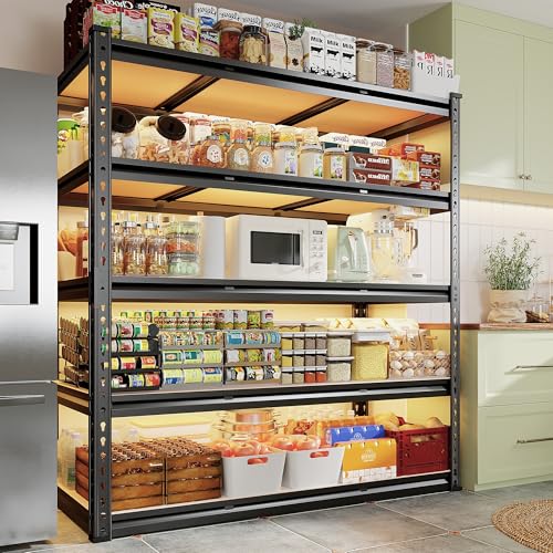 REIBII 48" W Garage Shelving Heavy Duty, 3000LBS Storage Shelves, 5-Tier Adjustable Metal Shelving, Garage Shelves Sturdy Industrial Shelf, Easy Assemble, 72" H x 48" W x 18" D - size: 48" W x 72" H x 18" D