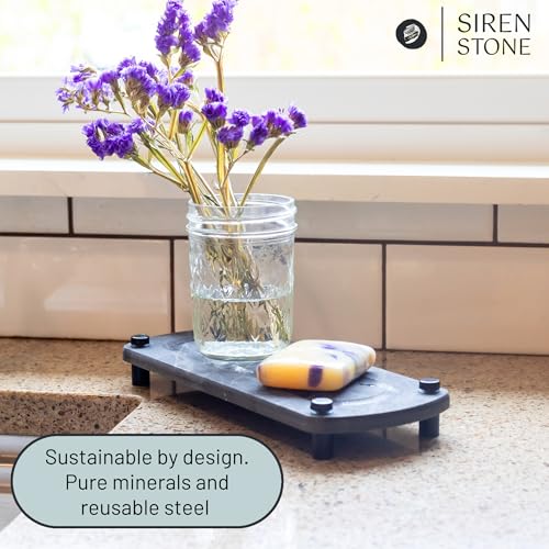Premium Sink Caddy – Water-Absorbing Diatomaceous Earth Tray for Sink, Elevated Stainless Steel Feet, Non-Toxic, Fast-Drying, Kitchen or Bathroom - color: Slate
