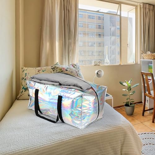 VTSVTS 6 Pack Extra Heavy Duty Large Moving Bags with Comfortable Handle & Strong Zipper,Storage Totes for Space Saving Moving Storage College Supplies Alternative to Moving Box,Iridescent - color: Iridescent, size: 6 Pcs