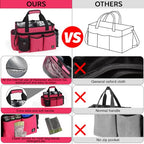 Large Cleaning Caddy Bag Built-in Sturdy Support Board, Cleaning Organizer with Detachable Divider, Cleaning Supply Tote with Adjustable Shoulder Strap&Waist Belt for Cleaners & Housekeeper - color: Rose Red