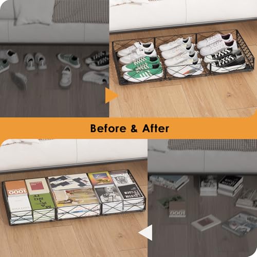 NADAMOO Large Under Bed Storage with Wheels, Low Profile Rolling Under Bed Storage Containers，Foldable Metal Under the Bed Organizer Bins for Bedroom，1 Pack - style: Pack of 1