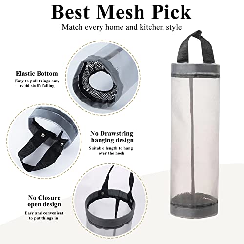 TOGETRUE Plastic Bag Holder, Mesh Grocery Bag Holder Hanging Storage Bag Dispenser (Grey 2 Packs) - color: Grey 2 Packs