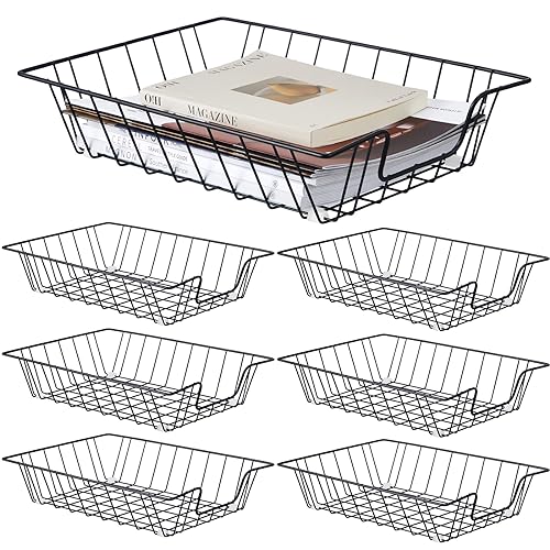 Yeaqee 6 Pcs Letter Tray Wire Paper Trays Stackable File Desk Organizer Metal File Paper Holder Basket for Desk Desktop Letter Storage for Office Home Classroom School(14'' x 10'' x 3'',Black) - color: Black, size: 14'' X 10'' X 3''
